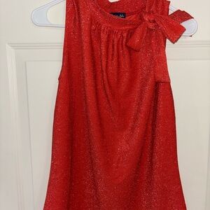 Red Glittery Sleeveless Dress with Bow